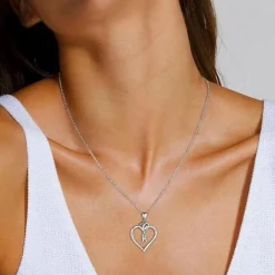 TINGN 14K Gold/Weißgold Herz Anhänger Halskette Zirkonia Buchstaben Kette Silber