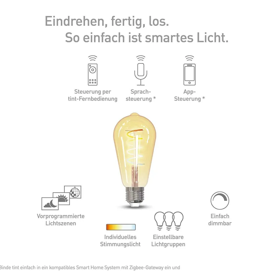 TINT MüllerLicht zigbee Smart+ LED Edison gold Retro 5,5W E27 EEK: F(SpektrumA-G)