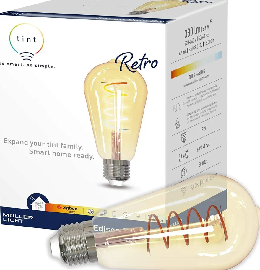 TINT MüllerLicht zigbee Smart+ LED Edison gold Retro 5,5W E27 EEK: F(SpektrumA-G)