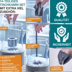 Tischkamin Tischfeuer Bio Ethanol Zimmer Innen Außen Deko Kamin Indoor Feuer