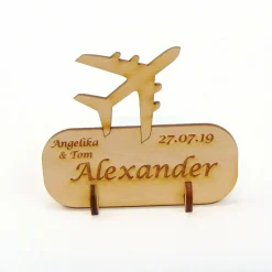 Tischkarte Namensschild Düsen Flugzeug, Platzkarte für Hochzeiten, Geburtstage