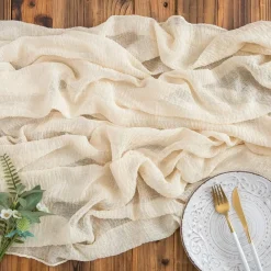 Tischläufer Musselin Stoff Beige Creme 3m Käsetuch Hochzeit 300 x 80cm