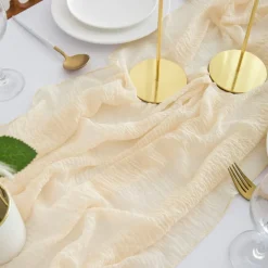 Tischläufer Musselin Stoff Beige Creme 3m Käsetuch Hochzeit 300 x 80cm