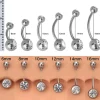 Titan Bauchnabelpiercing Silber 14G CZ Nabelring 6-16mm Stablänge