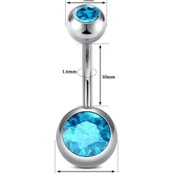 Titan Bauchnabelpiercing Silber 14G CZ Nabelring 6-16mm Stablänge