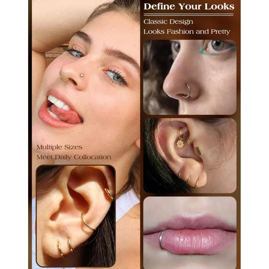 Titan 16G Nasenring Helix Daith Piercing Schmuck 5mm Gold