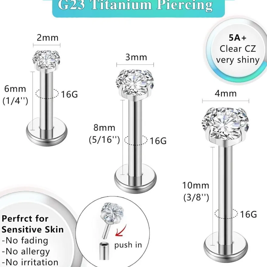 Titan Helix Piercing Ohr Lippe Tragus 16g Stecker Medusa Ohrpiercing