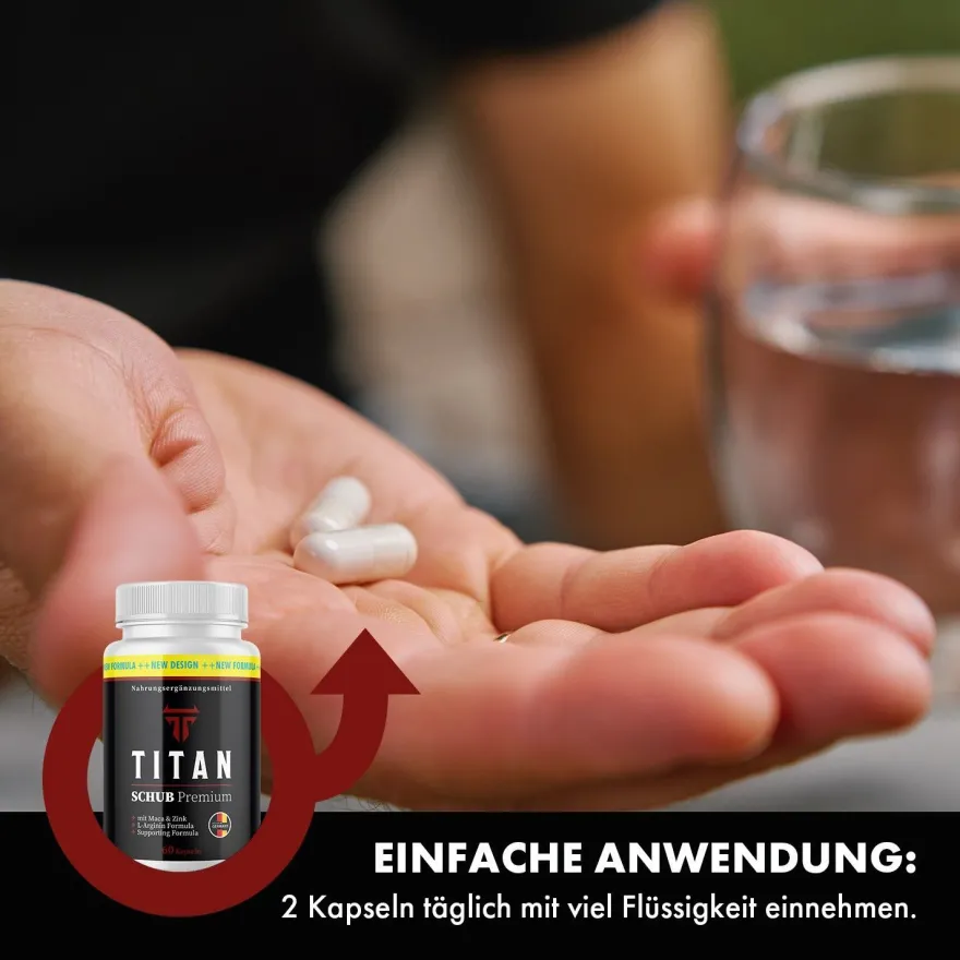 Titan Schub Premium Kapseln | Länger Lust erleben | Premium Qualität | 60 Kapseln