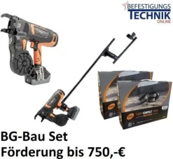 TJEP ULTRA GRIP 40 Compact 12-44mm Akku Drahtbindemaschine Starter Set + 48x Draht 1,