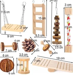 10-tlg. Kleintier Nager Kauspielzeug Hamster Kaninchen Meerschweinchen Zubehör