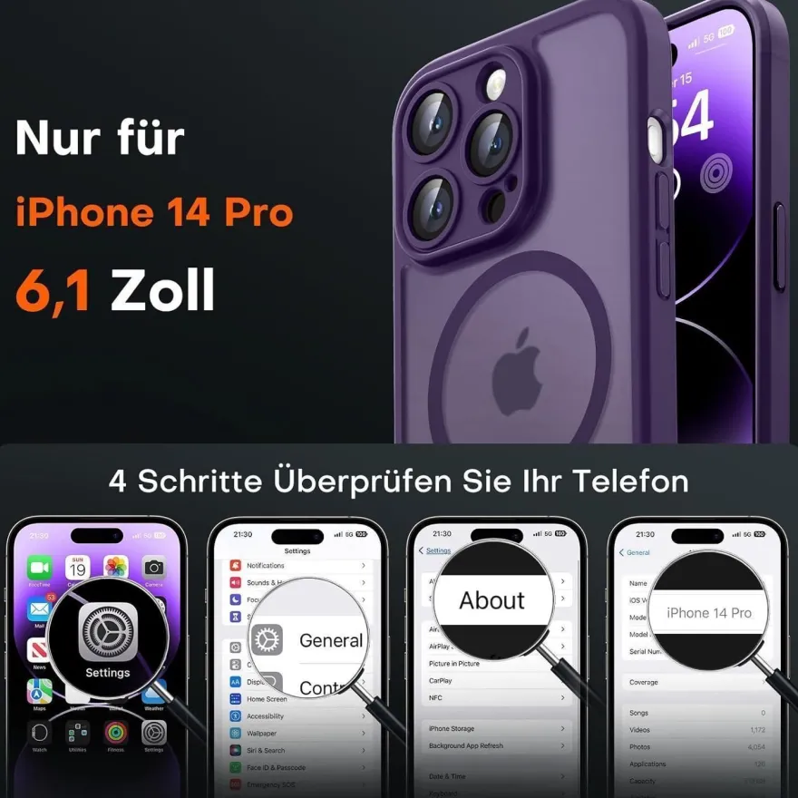 TOCOL iPhone 14 Pro Hülle (6,1 Zoll) - MagSafe kompatibel, Vollständiger
