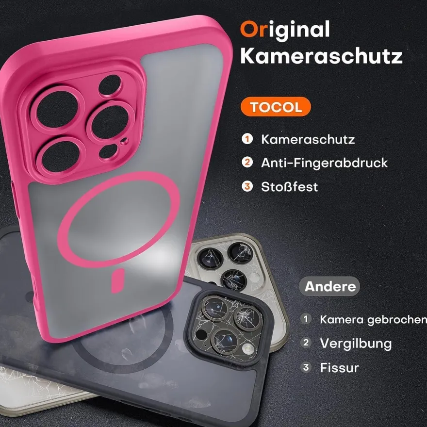 TOCOL iPhone 16 Pro Max Hülle (6,9 Zoll) - MagSafe, Kameraschutz, Stoßfest