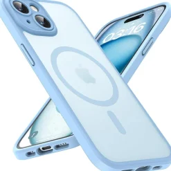 TOCOL MagSafe Hülle für iPhone 15 Plus (6,7 Zoll) - Hellblau, Vollständiger