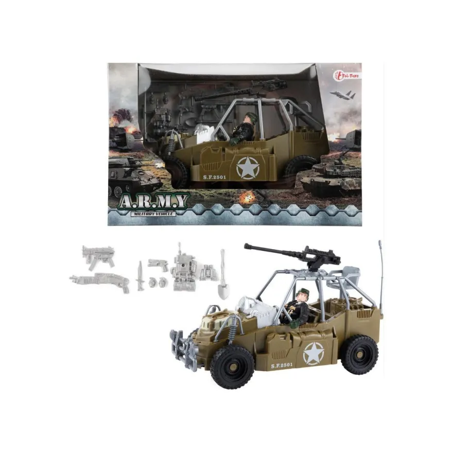 Toi-Toys Alfafox Strandbuggy Militär-Set mit Zubehör, ab 3 Jahren
