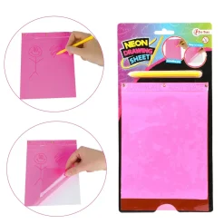 Toi-Toys - Magisches Kritzel Zeichenblatt A5 - Neon Zeichnen Malen Schreiben