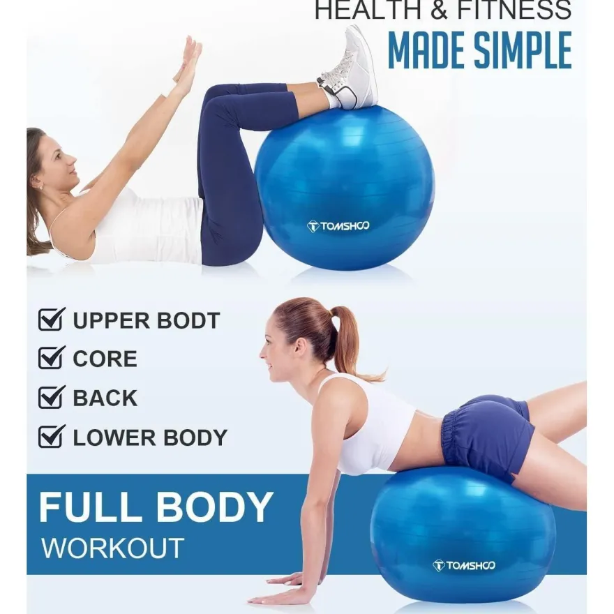 Tomshoo Anti-Burst Yoga Ball | Stabilitäts- und Balanceball für Fitness