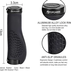Topcabin 1 Paar Fahrradgriffe Ergonomisch MTB MXB Lenkergriffe Aluminium Schwarz