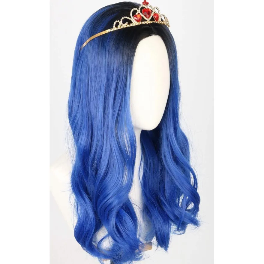 Topcosplay Kinder Mädchen Perücke, Lang Blau Lockig, für Karneval, Halloween