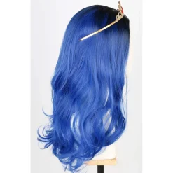 Topcosplay Kinder Mädchen Perücke, Lang Blau Lockig, für Karneval, Halloween