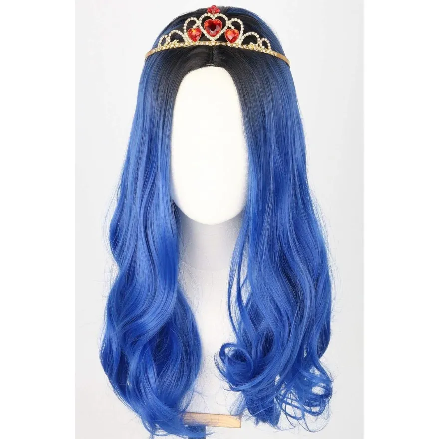 Topcosplay Kinder Mädchen Perücke, Lang Blau Lockig, für Karneval, Halloween