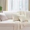 Topfinel Kissenbezug 60x60 Creme Weiß 4er Set Cord körnig Kissenhülle