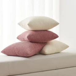 Topfinel Kissenbezug 60x60 Creme Weiß 4er Set Cord körnig Kissenhülle