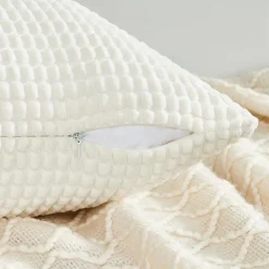 Topfinel Kissenbezug 60x60 Creme Weiß 4er Set Cord körnig Kissenhülle