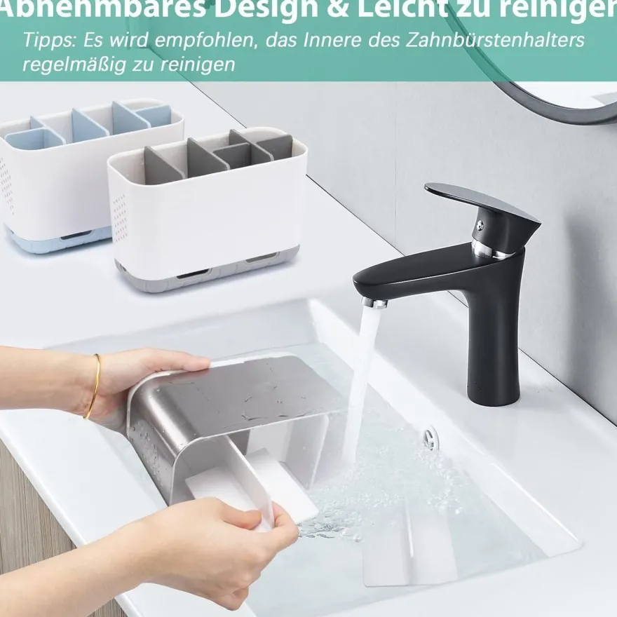 toprance Zahnbürstenhalter für 6 Fächer, Organizer mit Drainagelöchern
