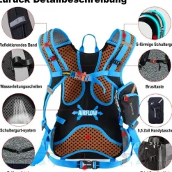 Toptrek 18L Ultraleichter Fahrradrucksack mit Regenschutz, Helmabdeckung und