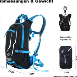 Toptrek 18L Ultraleichter Fahrradrucksack mit Regenschutz, Helmabdeckung und