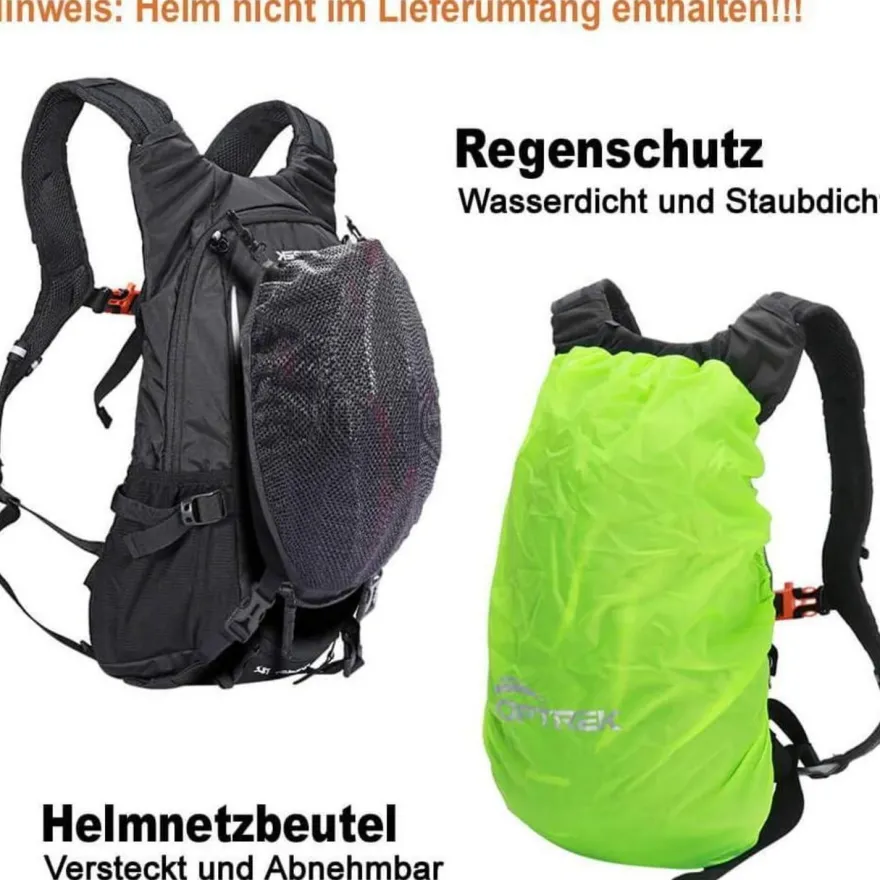 Toptrek 18L Ultraleichter Fahrradrucksack mit Regenschutz, Helmabdeckung und