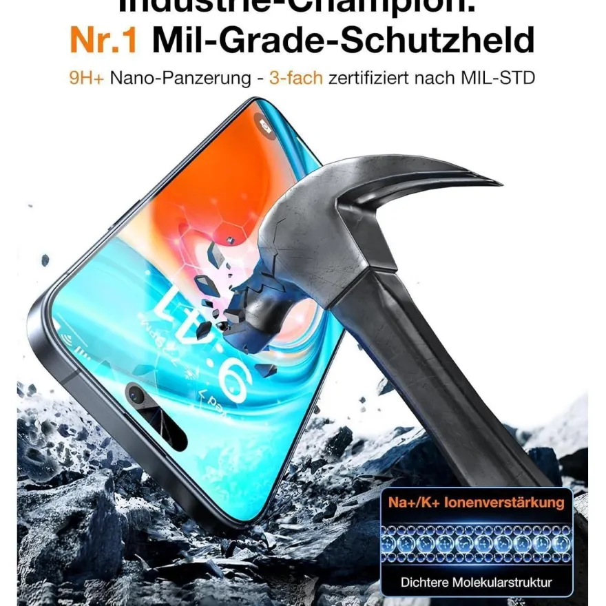 TORRAS iPhone 15 Panzerglas Sichtschutz 9H+ Schutzfolie Full Screen 2 Stück