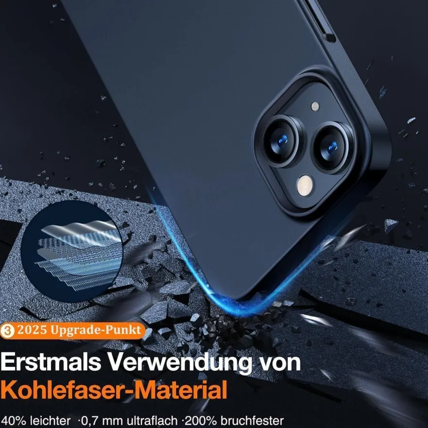 TORRAS Meister der Dünnheit Hülle für iPhone 13 Mini, Slim Schwarz, Samtiger