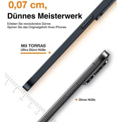 TORRAS Meister der Dünnheit Hülle für iPhone 13 Mini, Slim Schwarz, Samtiger