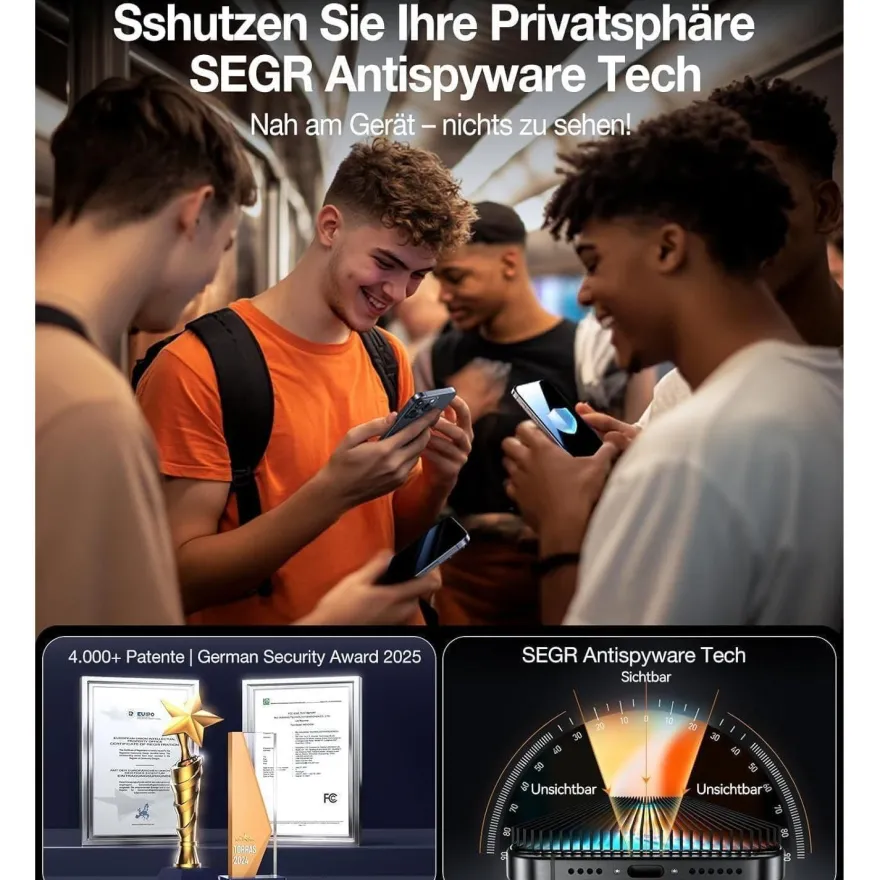 TORRAS Panzerglas Sichtschutz für iPhone 16 Pro Max (2 Stück)