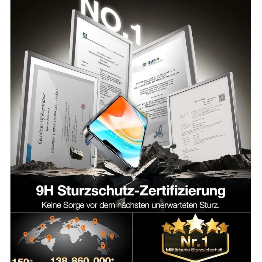 TORRAS Panzerglas Sichtschutz für iPhone 16 Pro Max (2 Stück)
