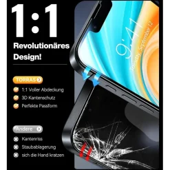 TORRAS Panzerglas Sichtschutz für iPhone 16 Pro Max (2 Stück)