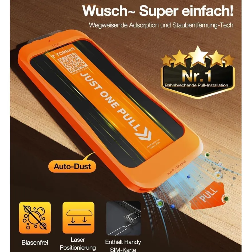 TORRAS Panzerglas Sichtschutz für iPhone 16 Pro Max (2 Stück)