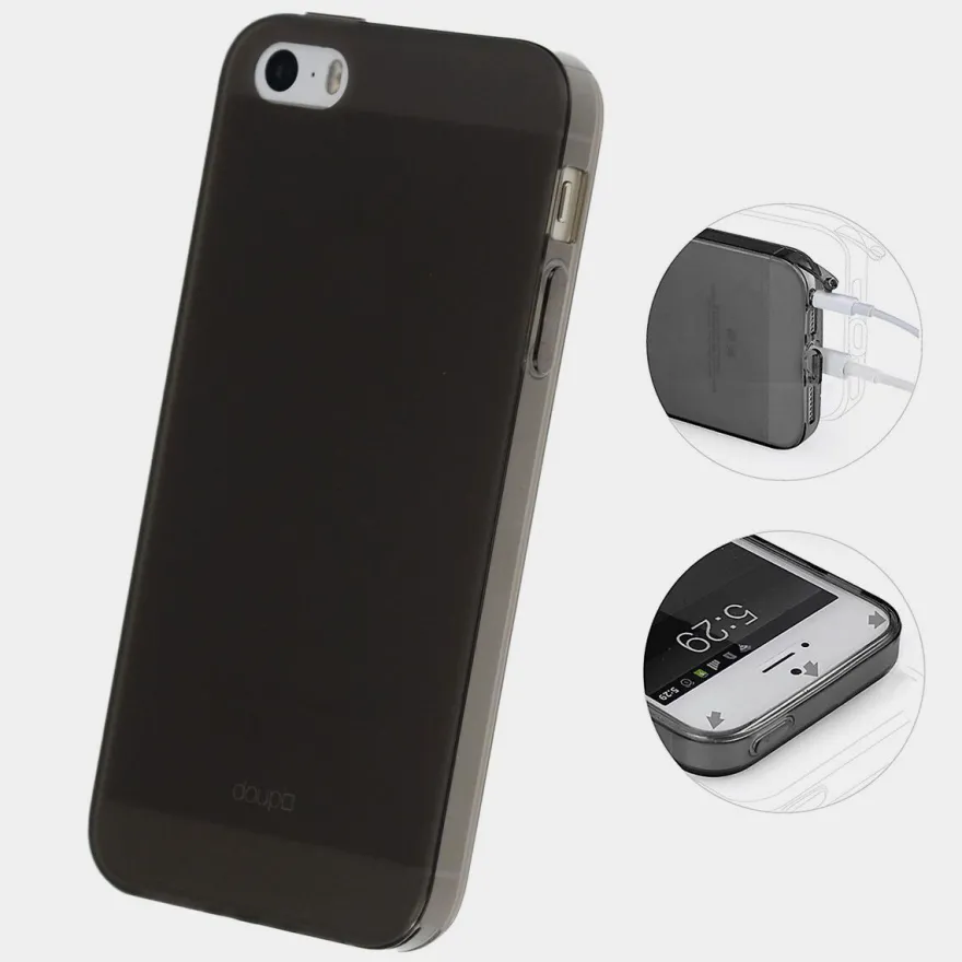 TPU Case iPhone 5 5S SE Silikon Hülle Schale Cover MattClear Staubschutz Schwarz