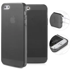 TPU Case iPhone 5 5S SE Silikon Hülle Schale Cover MattClear Staubschutz Schwarz