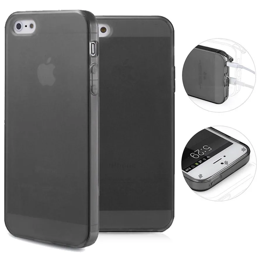 TPU Case iPhone 5 5S SE Silikon Hülle Schale Cover MattClear Staubschutz Schwarz