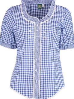 Trachtenbluse Susanne Karo blau