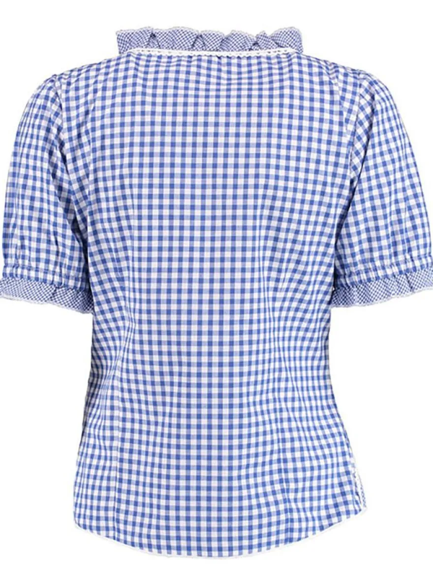 Trachtenbluse Susanne Karo blau