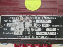 Transformator E 5035 Trafo pri. 220 / 380 V sek. 24 / 42 V 500 VA T9/985