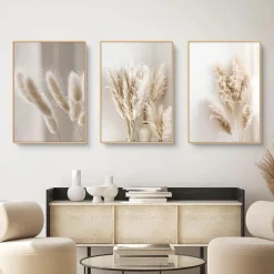 Trayosin 3er Premium Poster Set, Schilf Natur Leinwandbilder, Moderne