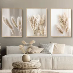 Trayosin 3er Premium Poster Set, Schilf Natur Leinwandbilder, Moderne