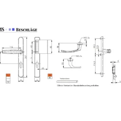 Türdrücker Langschild Schmalrahmen RAL7016 Anthrazit 8-72mm Wechselgarnitur