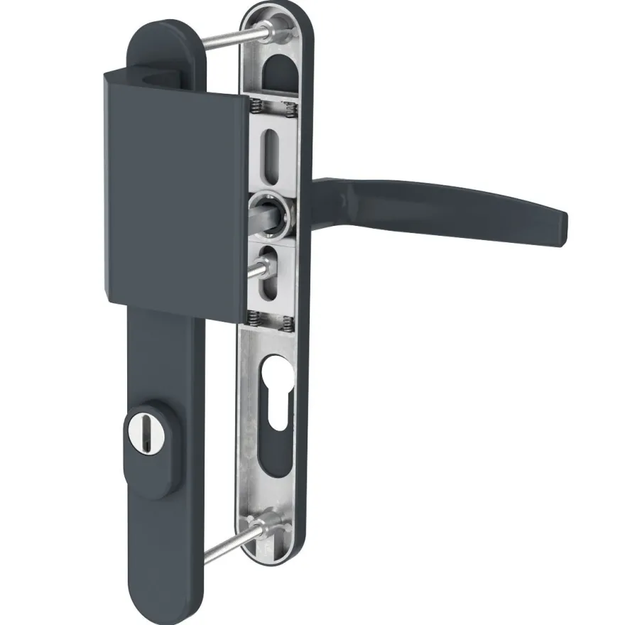 Türdrücker Langschild Schmalrahmen RAL7016 Anthrazit 8-72mm Wechselgarnitur