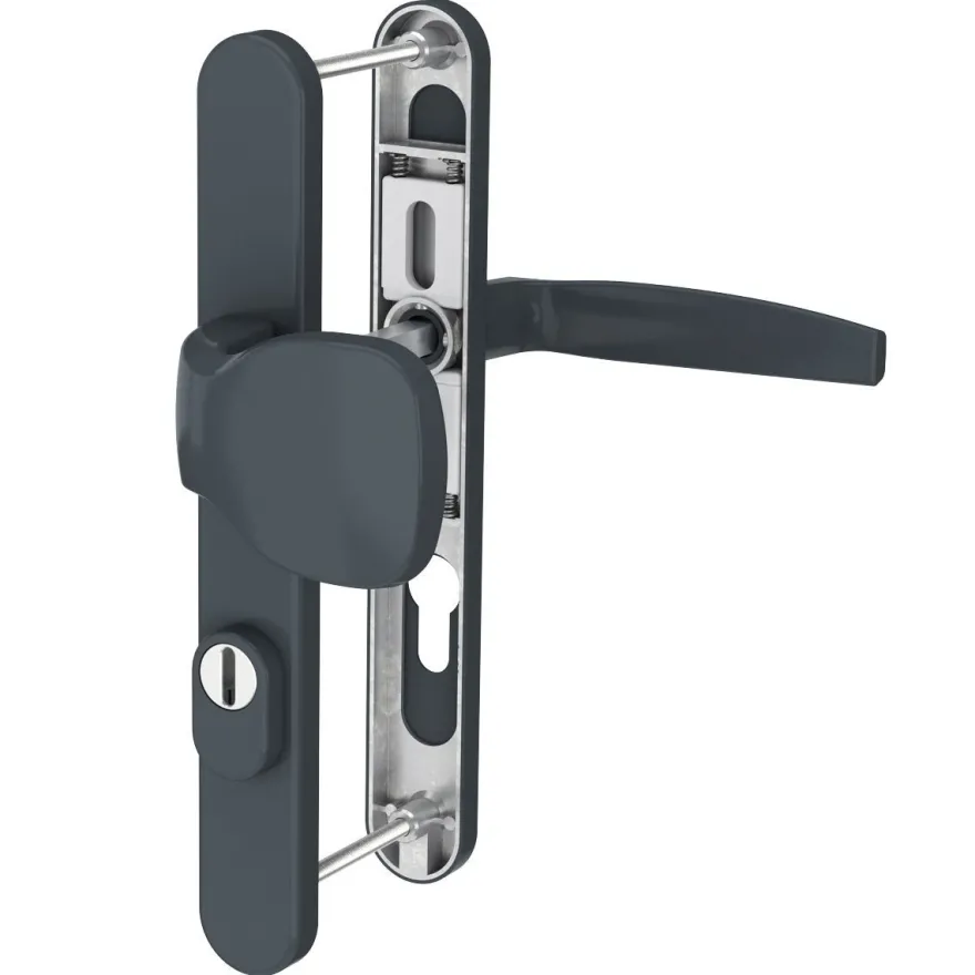 Türdrücker Langschild Schmalrahmen RAL7016 Anthrazit 8-72mm Wechselgarnitur