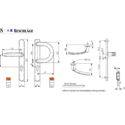 Türdrücker Langschild Schmalrahmen RAL7016 Anthrazit 8-72mm Wechselgarnitur